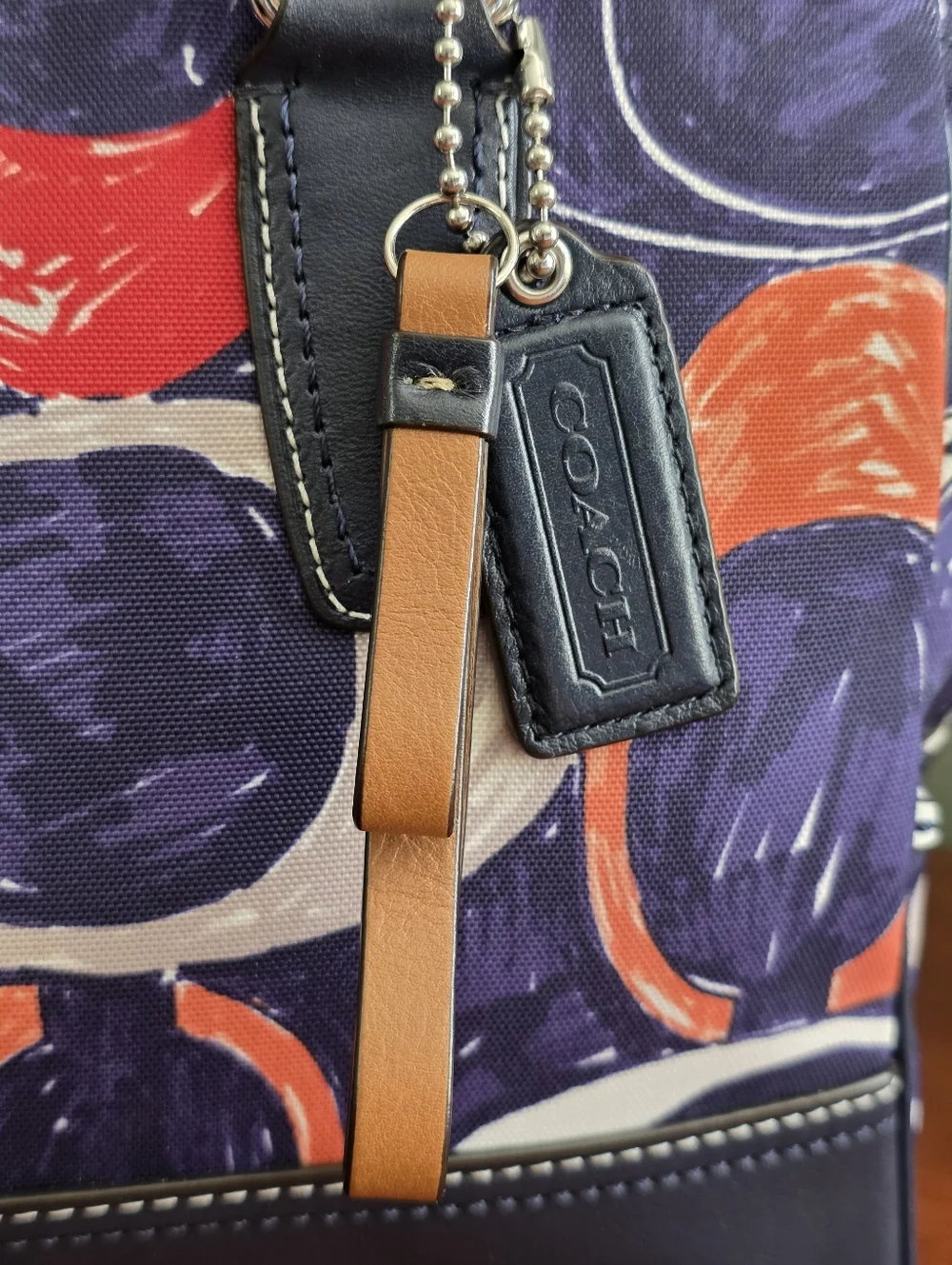 Coach Candace 19951 Legacy Navy Multicolor Leather Carryall Satchel Bag